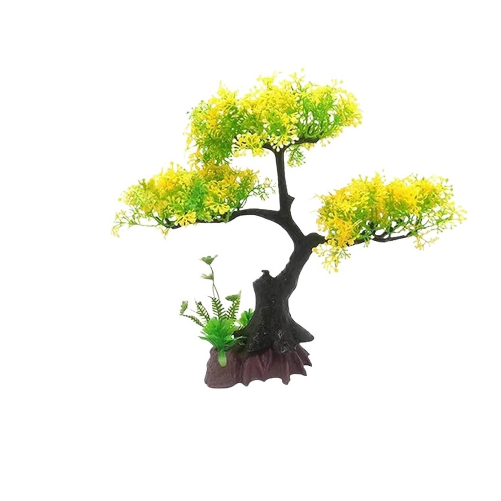 JTKSSCS Aquarium Plants Fish Tank Decoration Aquarium Artificial Plastic Plants Cherry Blossom Tree & Grass Decor(Light Yellow)