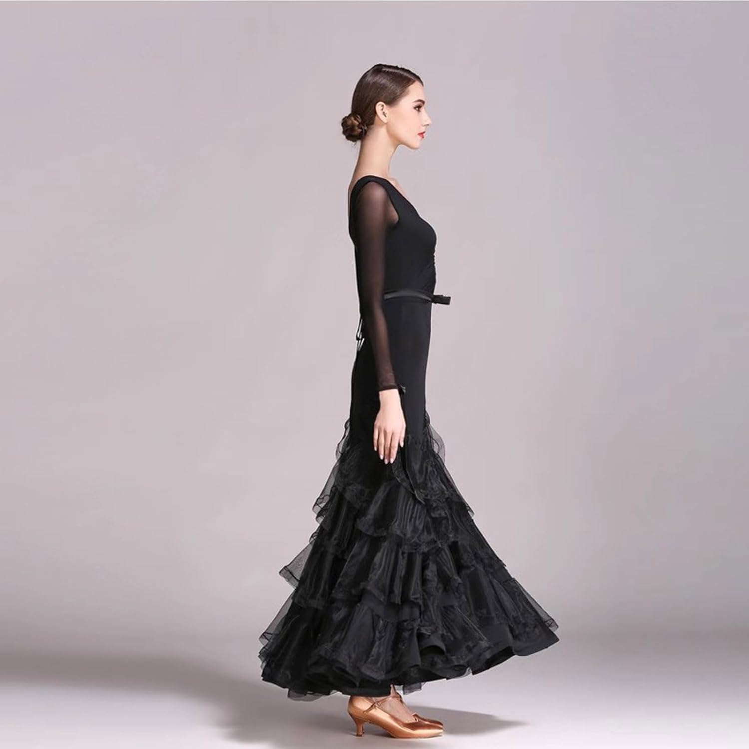 Size XL Color Black Dance and Sway waltz Dance Performance Dresses Breathable Tango Ballroom Competition Dancewear Foxtrot Flamenco Dance Clothes