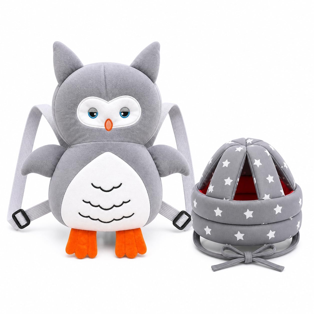 Baby Back Protector Pillow with Head Safety Hat Combo for Toddlers, Cute Elephant Shape Cushion Backpack, Adjustable Anti-Fall Head Protection Pad for Crawling & Walking Babies 6-18 Months(Owlie)-image-42