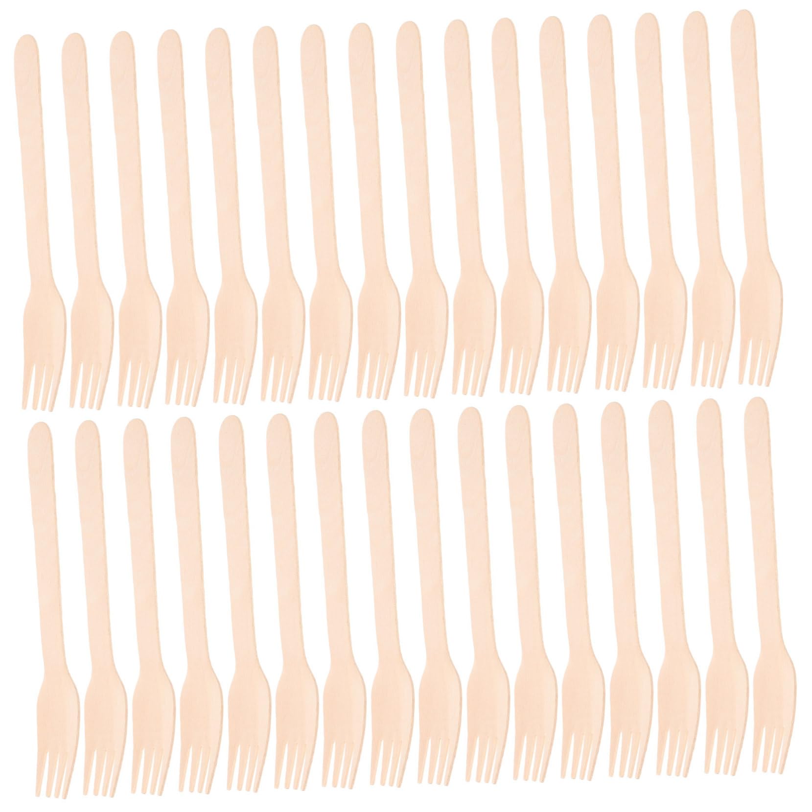 FOMIYES 100pcs Natural Wooden Cutlery Set Dinner Forks Disposable Utensils for Parties Camping Picnics Weddings Events