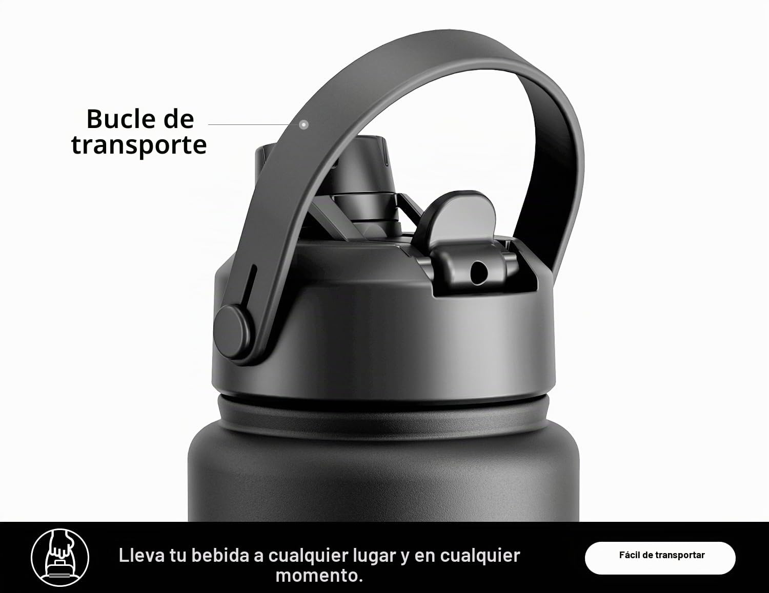 POWCAN Botella de agua térmica con pajita y boquilla 2 en 1, 32 onzas mantiene el frío 24 horas, a prueba de fugas, se adapta al portavasos del coche, botella de acero inoxidable (Dark Knight)