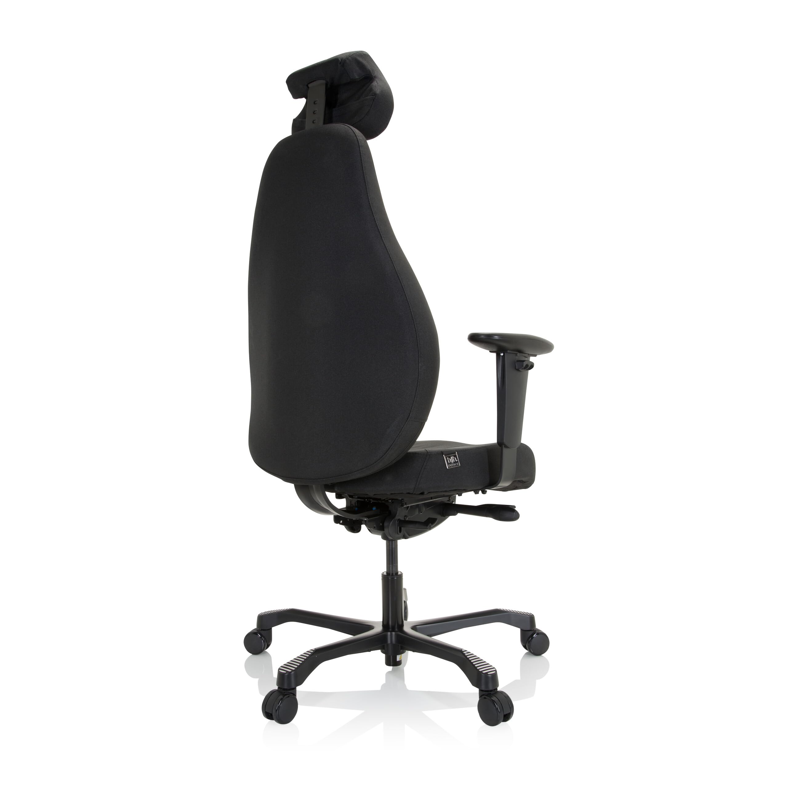 hjh OFFICE 608917 Profi Chefsessel RESISTIO XXL Stoff Bürostuhl ergonomisch, bis 200-kg belastbar, 24h Einsatz, Schwarz