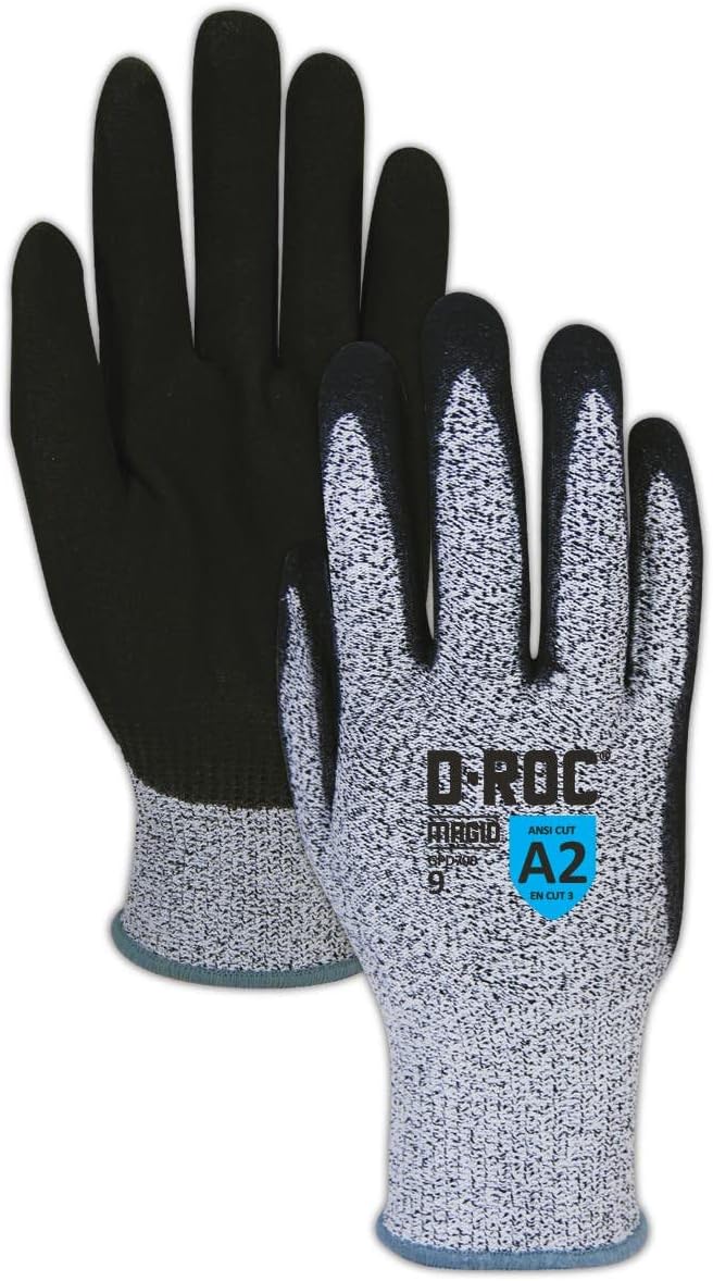 MAGID D-ROC ANSI A2 Sandy Nitrile Coated 13-Gauge Hyperon Work Gloves, 1 Pair, Size 10/XL, GPD700