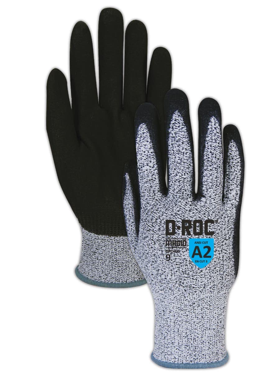 MAGID D-ROC ANSI A2 Sandy Nitrile Coated 13-Gauge Hyperon Work Gloves, 12 Pairs, Size 6/XS, GPD700
