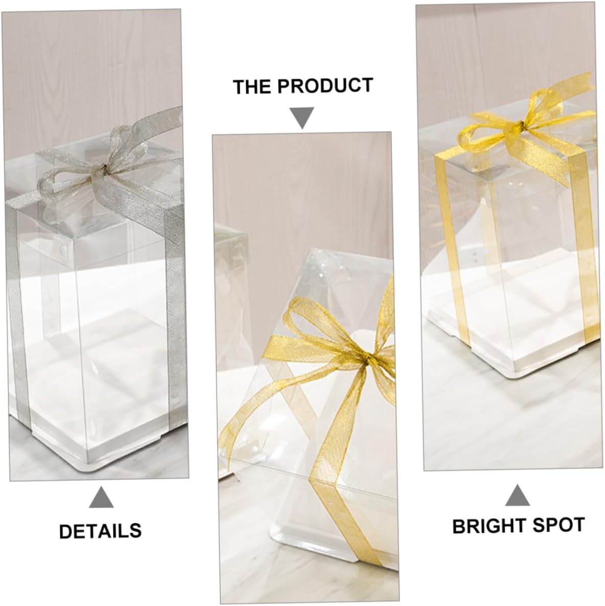 8-inch Square Cake Box with Lid and Ribbon Food-grade Birthday Cake Carrier 5pcs for Bakery and Party Packaging