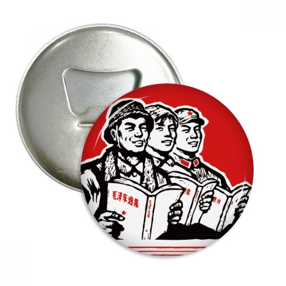 Décapsuleur aimanté étoile rouge et soldat lot de 3 badges pour frigo argentés
