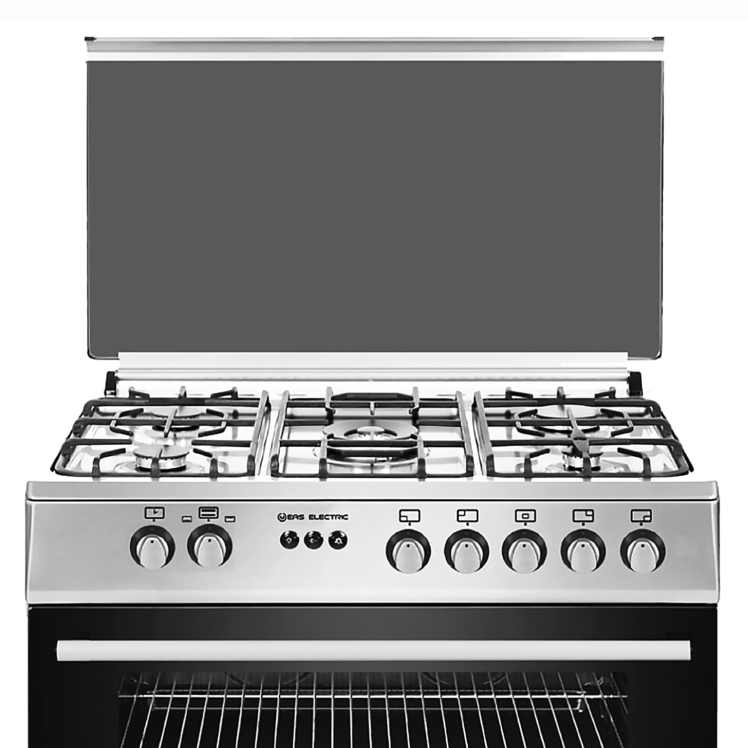 EAS ELECTRIC SMART TECHNOLOGY | EFG9H60X | Cocina de gas Inox | Color Inox | 90 cm | Gas butano y gas natural | Autoencendido | Horno 122 litros | Tapa de cristal y aluminio | Válvula FFD | 5 fuegos
