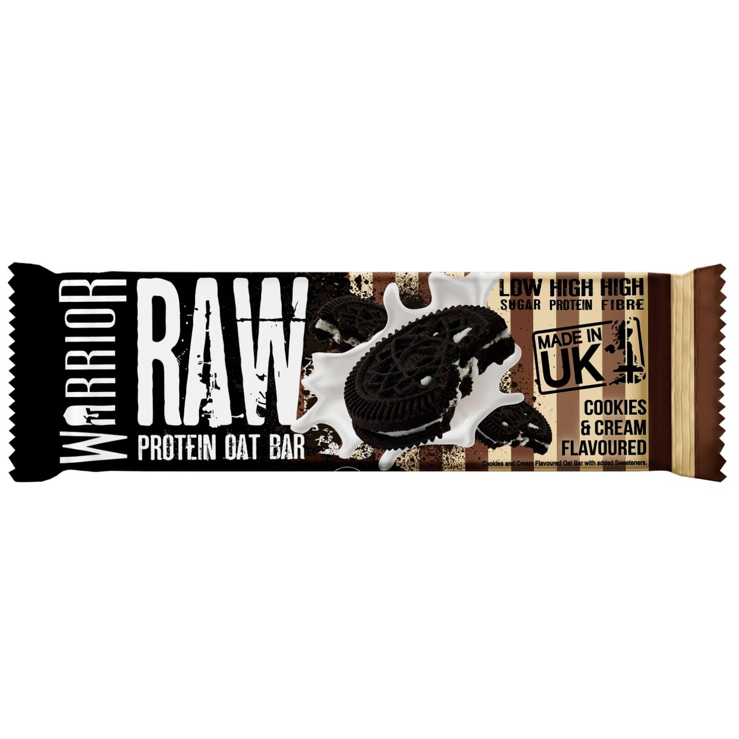 Warrior RAW Flapjack 20 g de Proteína – Pack de 12 x 75 g – Avena Alta en Fibra y Baja en Azúcar – Snack Saludable y Energético (Galletas y crema)