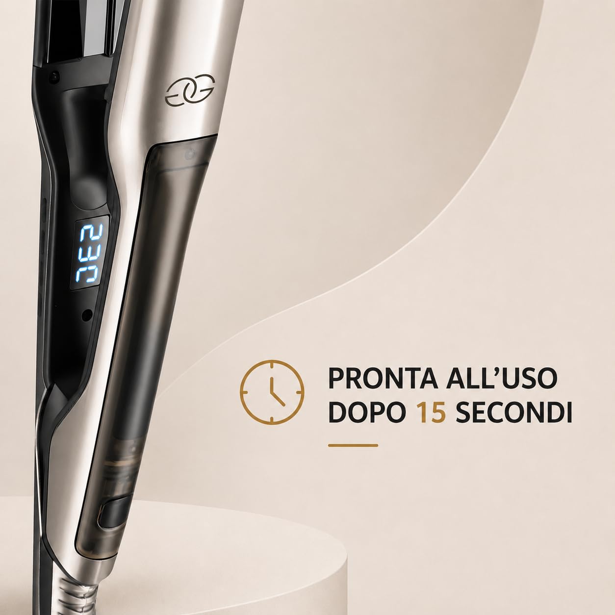 Piastra per Capelli a Vapore, Golden Goods Steampod Platinum Edition per capelli lisci e ricci, Piastra capelli Professionale 2 in 1 Steampod, Vapore potente, 10 temperature a 230 Gradi