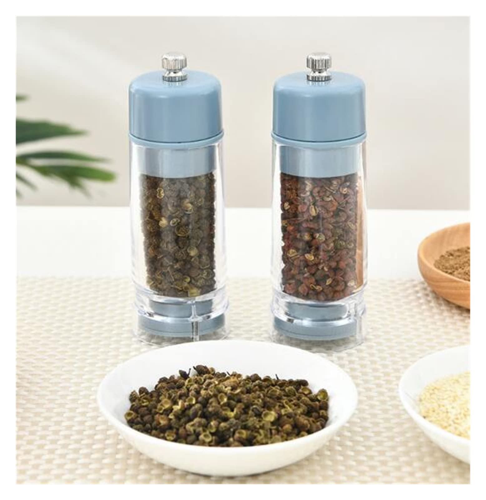 Macinapepe Macina Sale E Pepe Ricaricabili Manuali ， Macina Sale E Pepe Regolabile Professionale per Macinatura Fresca Trita Pepe(2pc)