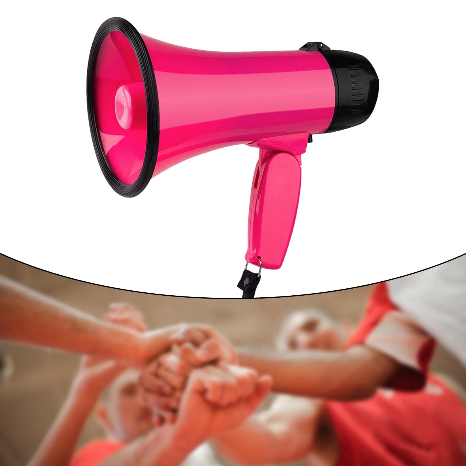 Megáfono portátil 25W con Control de Volumen, Rosa roja para fútbol deportes al aire libre