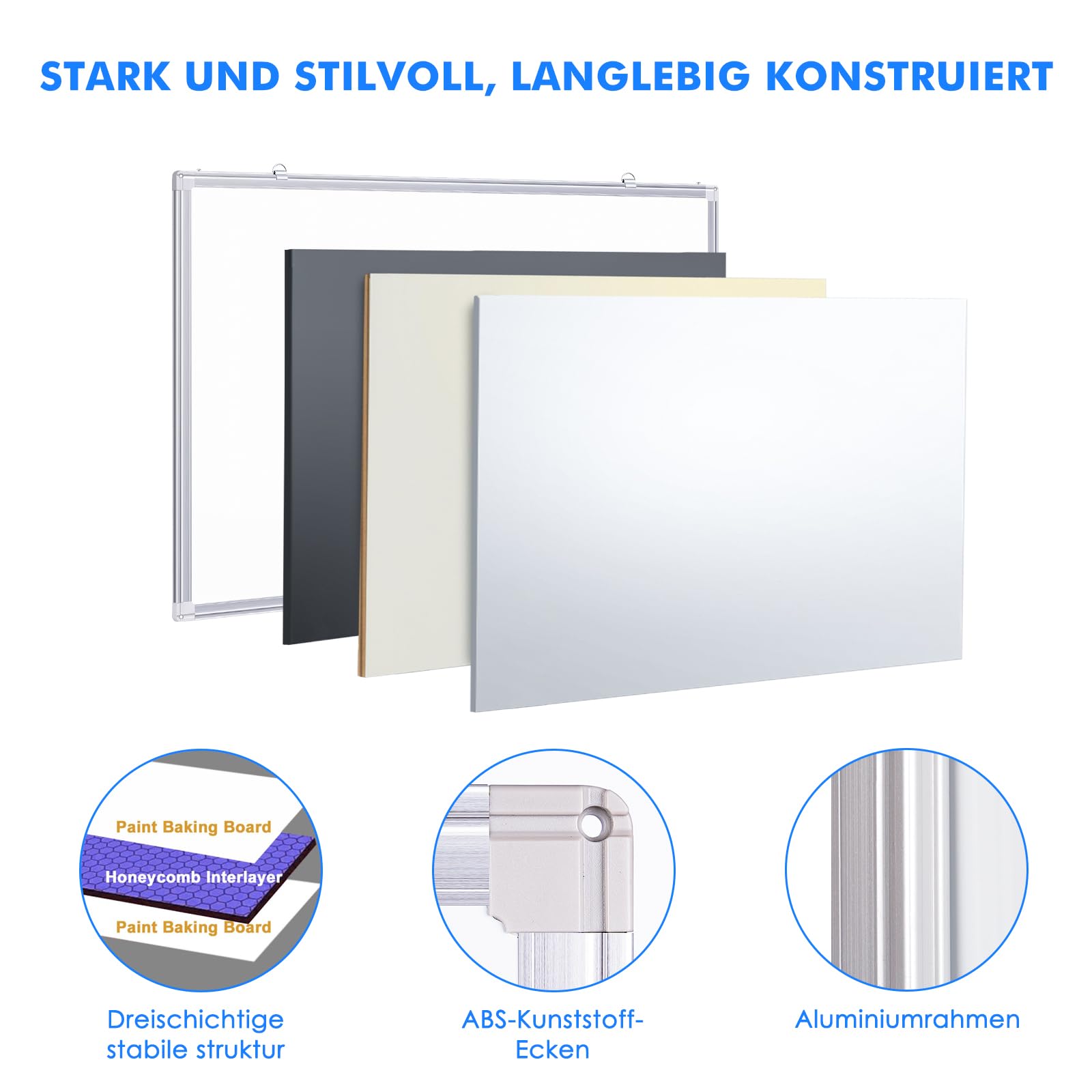 maxtek Whiteboard für Tür Einhängen 90 × 60 cm, Magnetisch Whiteboard tür Hängen, Aluminiumrahmen Trocken Abwischbar Magnetwand mit 4 Stifte, 6 Magnete and 1 Radiergummi für Haus, Schrankraum, Büro