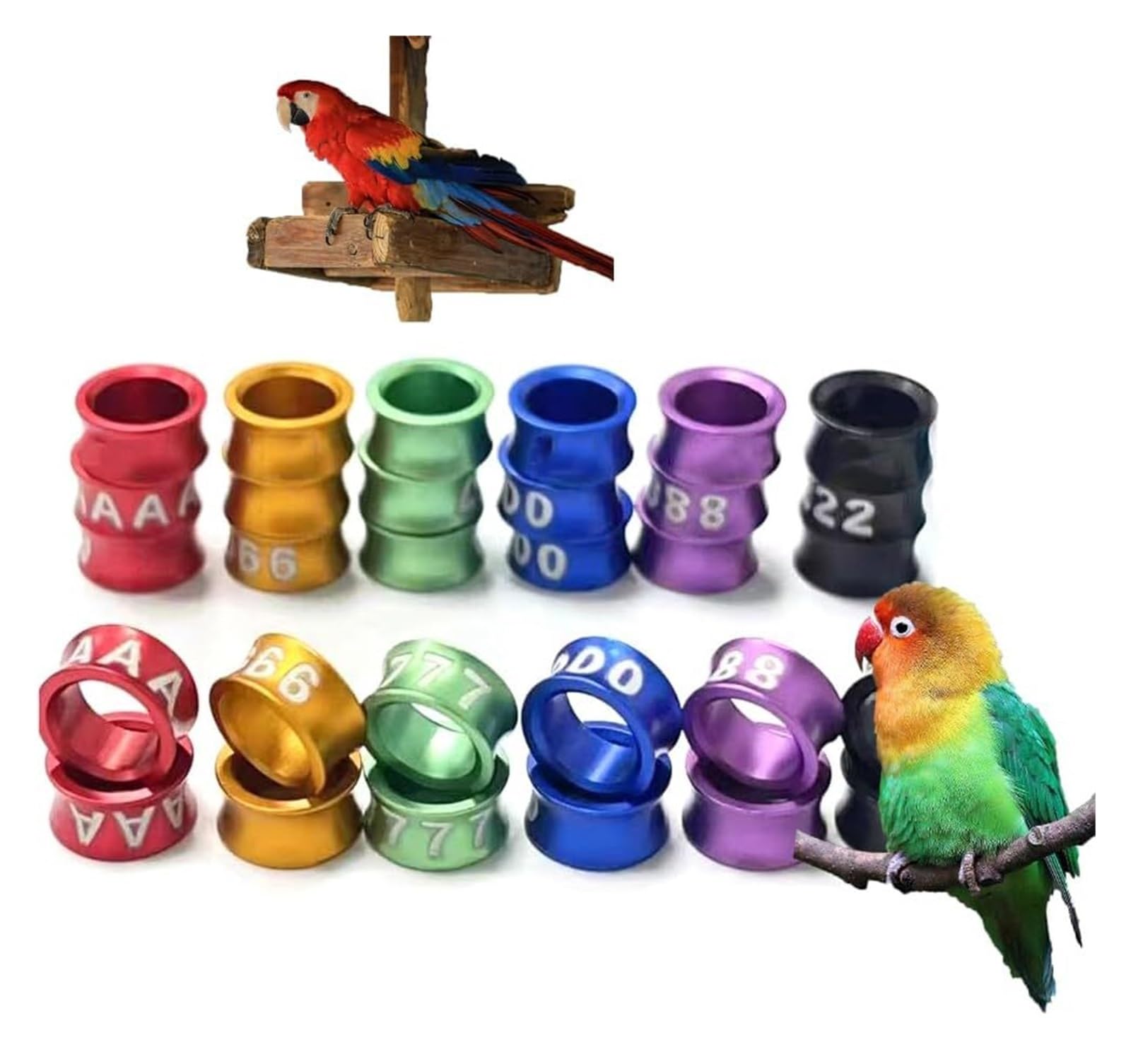 Identificación mediante anillas para aves, Anillos abiertos de aluminio for patas pájaros, anillos divididos for , numerados, multicolor, 4-8mm, 50-200 Uds(Mixed Colors8.0mm,200pc)