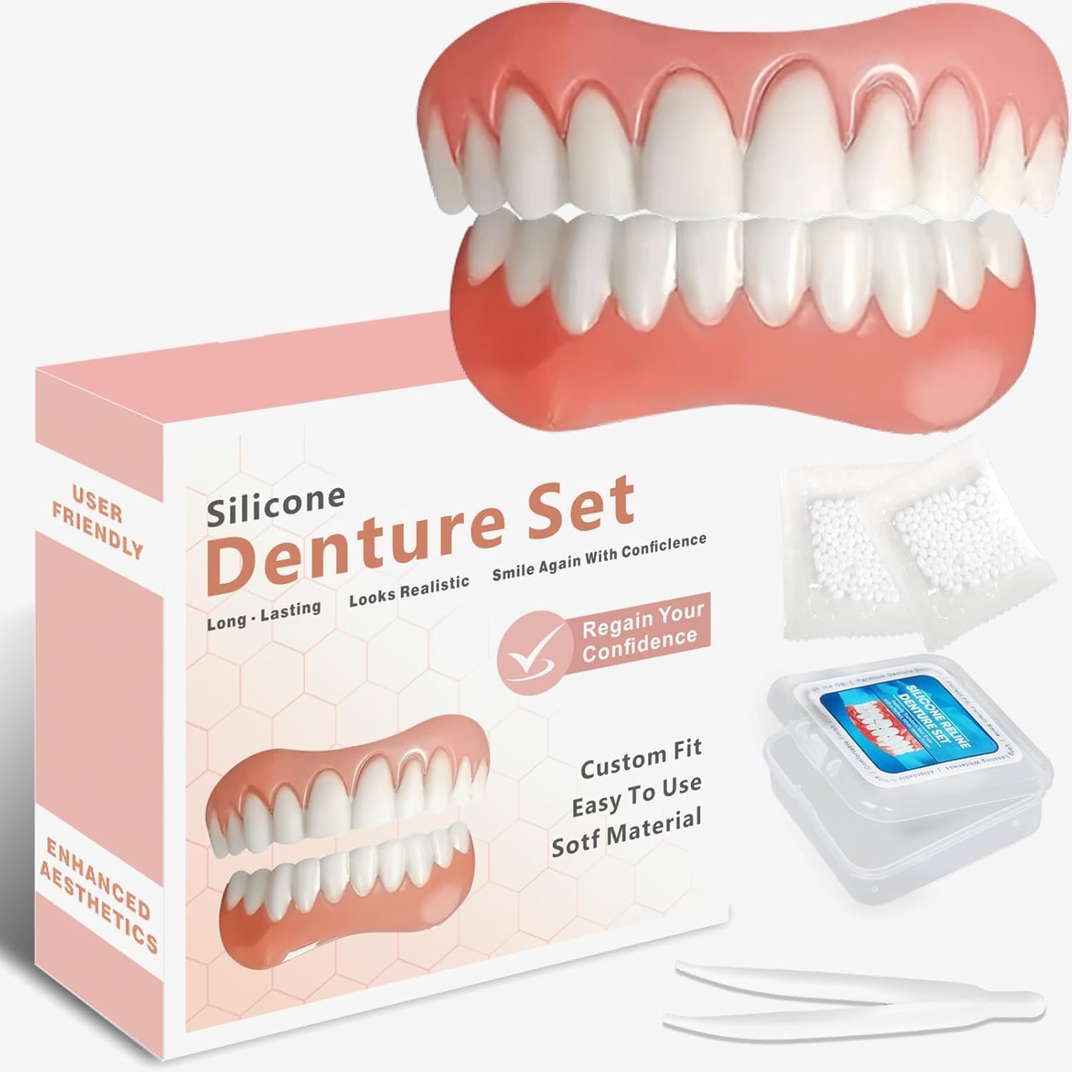 Photo 1 of Dentures for Men and Women, Moldable False Teeth with Upper and Lower E1