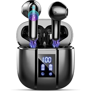 Bluetooth Headphones Wireless Bluetooth 5.4 In-Ear Headphones with 4 ENC Noise Cancelling Microphone Earbuds 48H Playtime HiFi Stereo IP7 Waterproof Earphones for Yoga/Travel/Work
