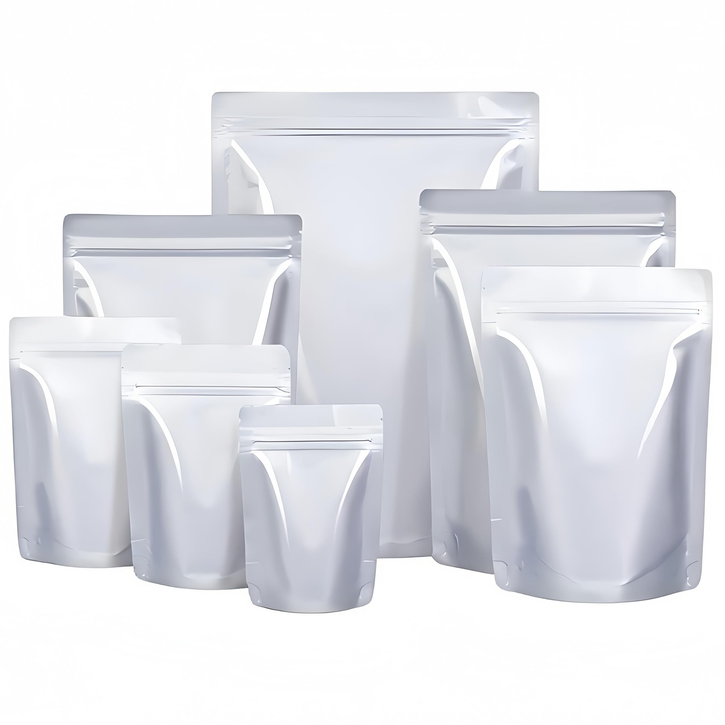 50Pcs Mylar Bags,Ziplock Smell Proof Bag,Silver Stand Up Pouches 16x24cm