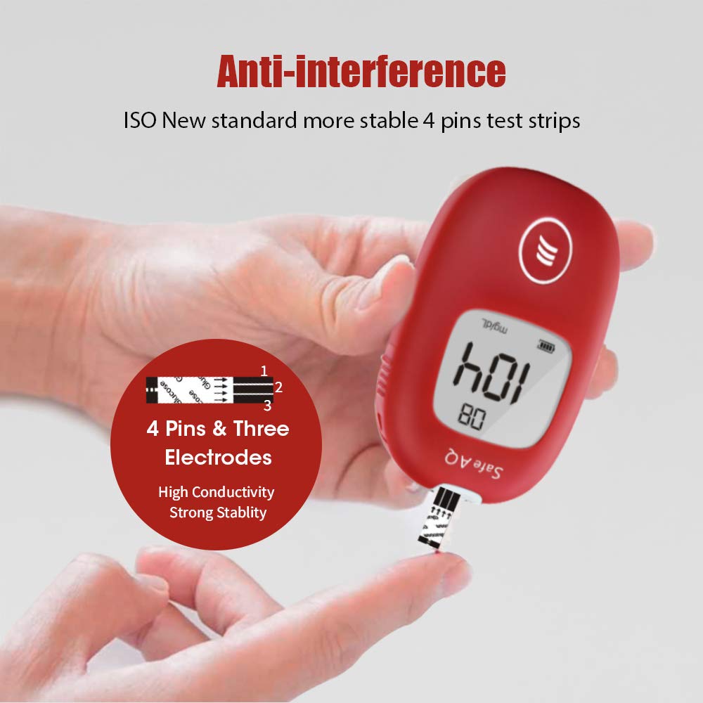 Kit di test per il diabete Misuratore di glucosio nel sangue Safe AQ Smart kit di monitoraggio dello zucchero con 50 strisce mg/dL