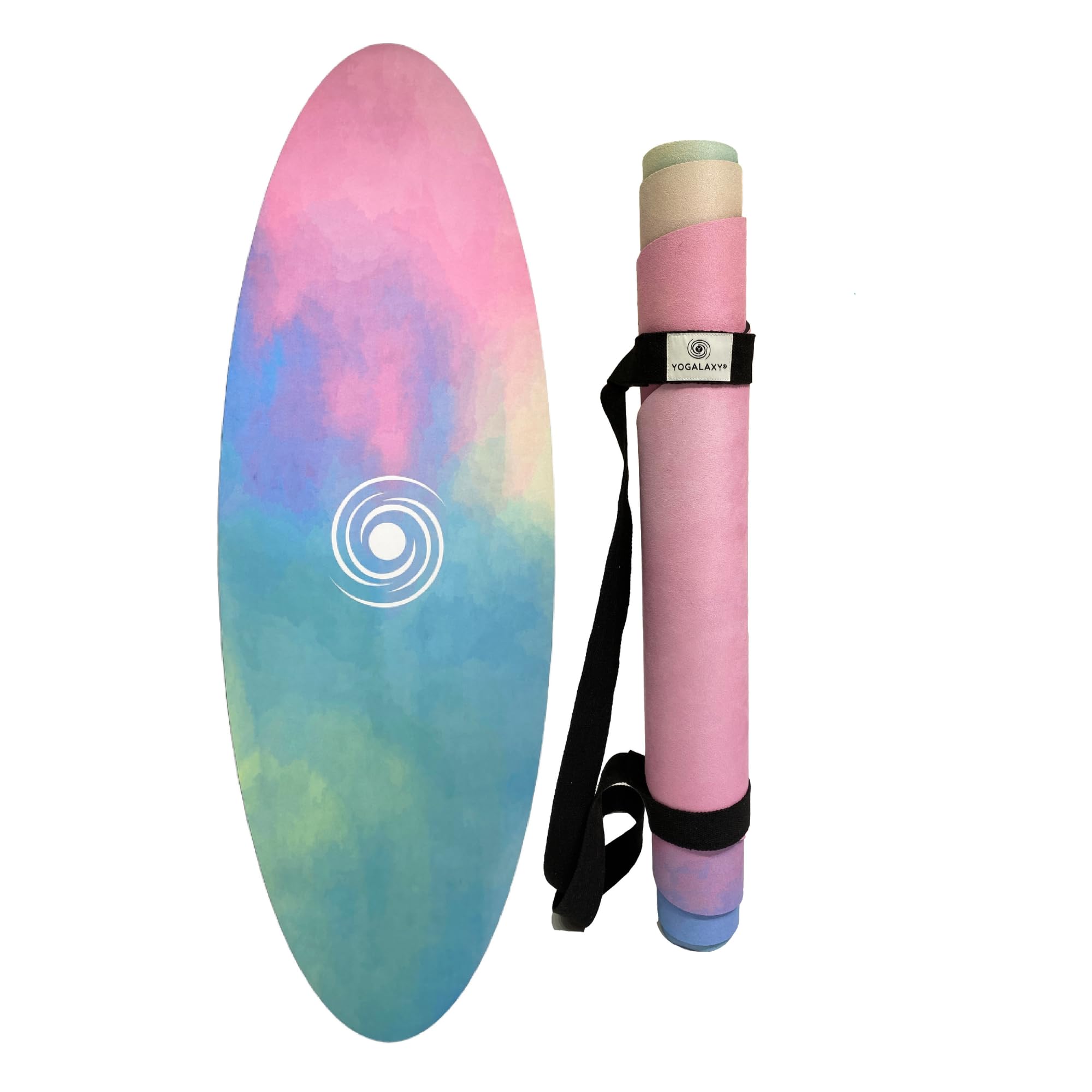 Surfstyle - Esterilla de yoga ovalada, antideslizante, incluye correa de transporte, esterilla deportiva para fitness y pilates, caucho natural, superficie de microfibra de botellas de PET