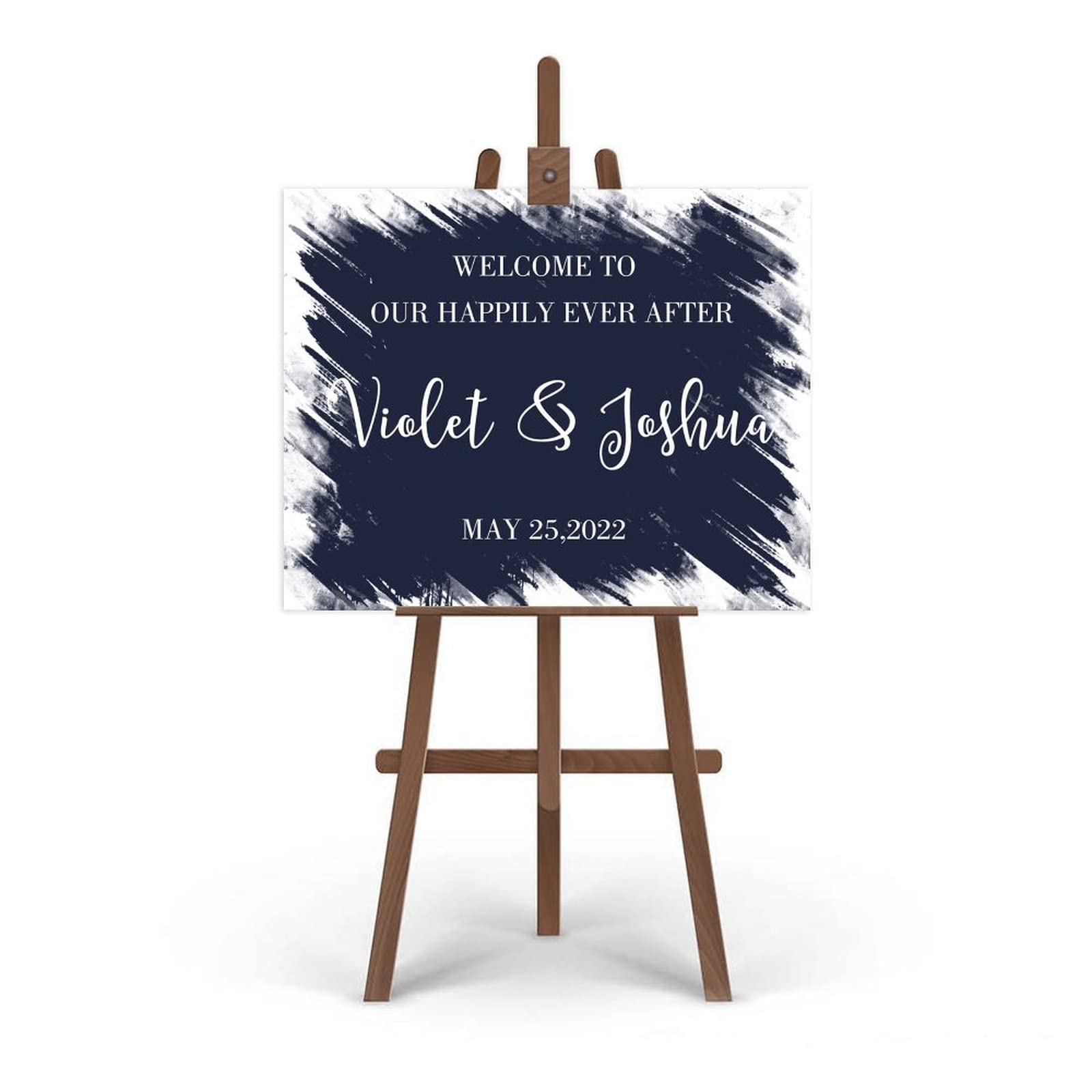 Edytowalny minimalistyczny znak ślubny niestandardowy skrypt ślub znak powitalny dostosowany do Twoich imion i dat spersonalizowany znak ślubny powitalny 45 x 61 cm