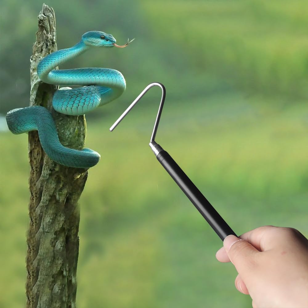 Hameçon serpent rétractable en acier inoxydable de 68,6 cm pour reptiles et animaux de compagnie, outil de manipulation extensible