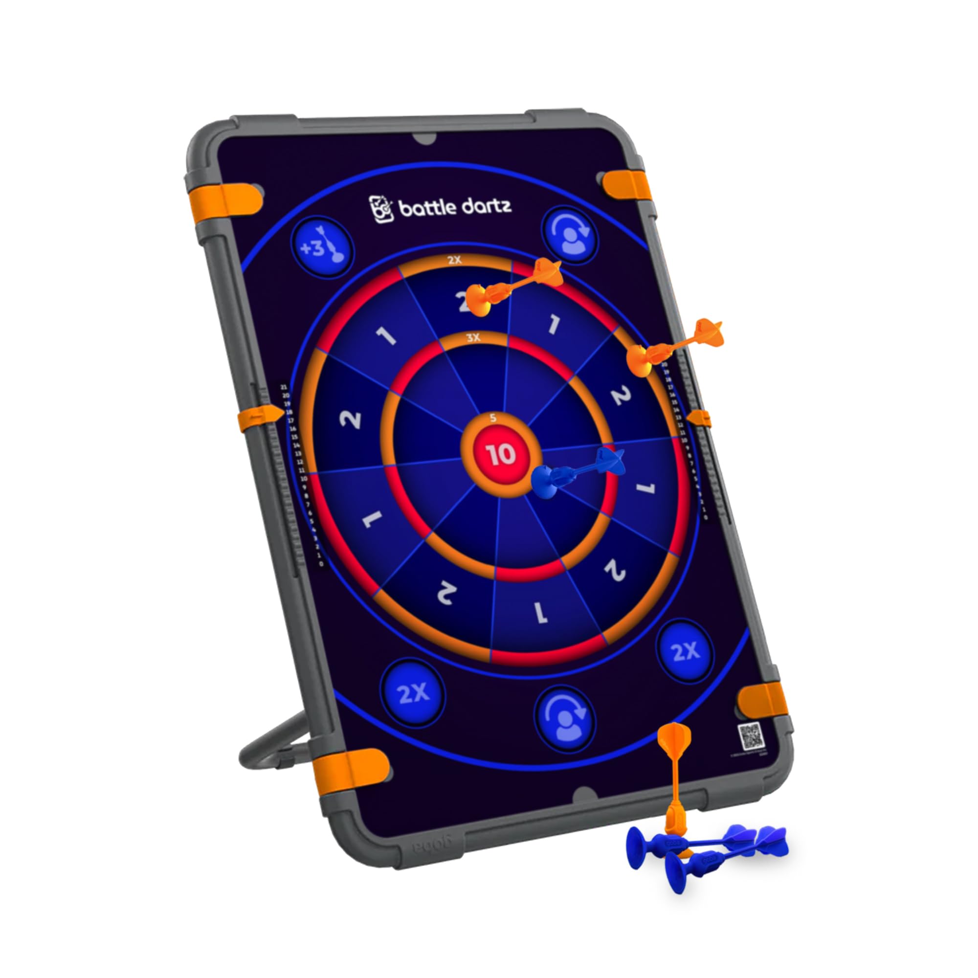 Battle Dartz Dart Board, Interchangeable Targets Game Set with Darts, Cornhole, Arcade Roll, and Pong for Outdoor Backyard and Indoor Play