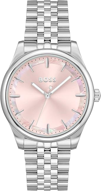 BOSS Analogue Quartz Watch for Women Graceful Collection with Silver and Two-Tone Stainless Steel Bracelet