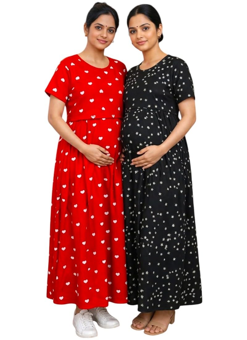 Zipless Maternity Feeding Maxi,Lounge wear, zipless Feeding Nightdress,Nursing Maxi Dress,Cotton Kaftan Feeding Nighty,Feeding Cotton Nighty,Pregnancy Dress-image-39