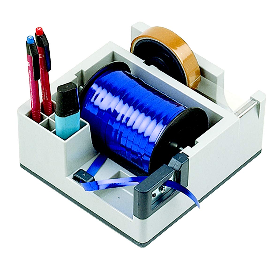 Dispensador De Cinta Adhesiva De Mesa - Con Cuchilla De Acero Y Portabolígrafos, Para Casa Y Oficina