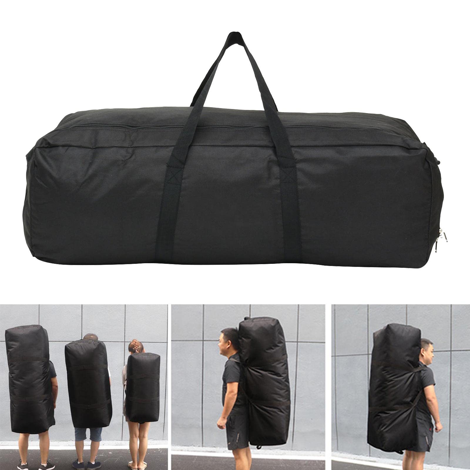 Borsone impermeabile grande per sport, palestra, viaggi, all'aperto, 55 l, nero, Nero, 100 l, 100L, come descrizione