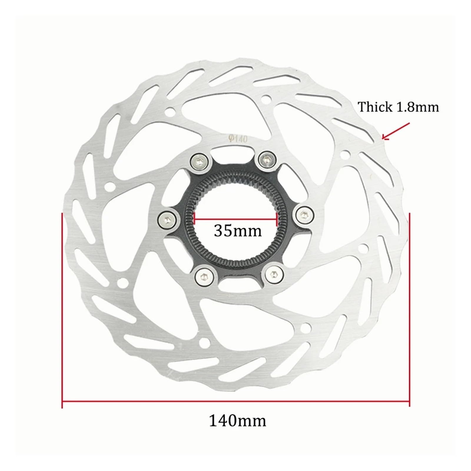 Rotore del freno a disco for bicicletta, blocco centrale, design flottante, dissipazione calore
