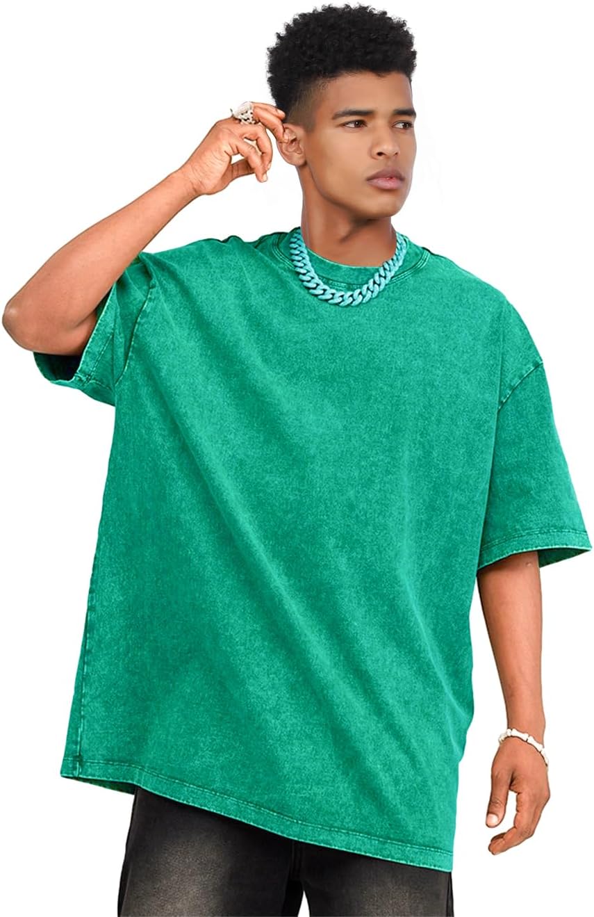 Unisex Short Sleeves Retro Vintage Style T-Shirt Casual Loose Wash Solid Basic Tee Tops - Image 2