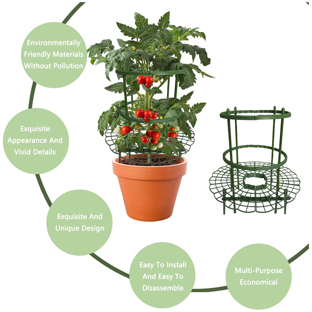 HUIKJI - Confezione da 12 pali di supporto per piante da giardino, in plastica, supporto rotondo per piante da pomodoro, ortensia, fiori (5,7 x 9,8