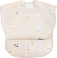 Ali+Oli Conjunto de babador para bebês (1 peça) de manga curta (submarino) sem BPA, certificado Oeko-Tex, babador à prova de bagunça para comer, avental de bebê impermeável, lavável na máquina