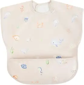 Ali+Oli Conjunto de babador para bebês (1 peça) de manga curta (submarino) sem BPA, certificado Oeko-Tex, babador à prova de bagunça para comer, avental de bebê impermeável, lavável na máquina