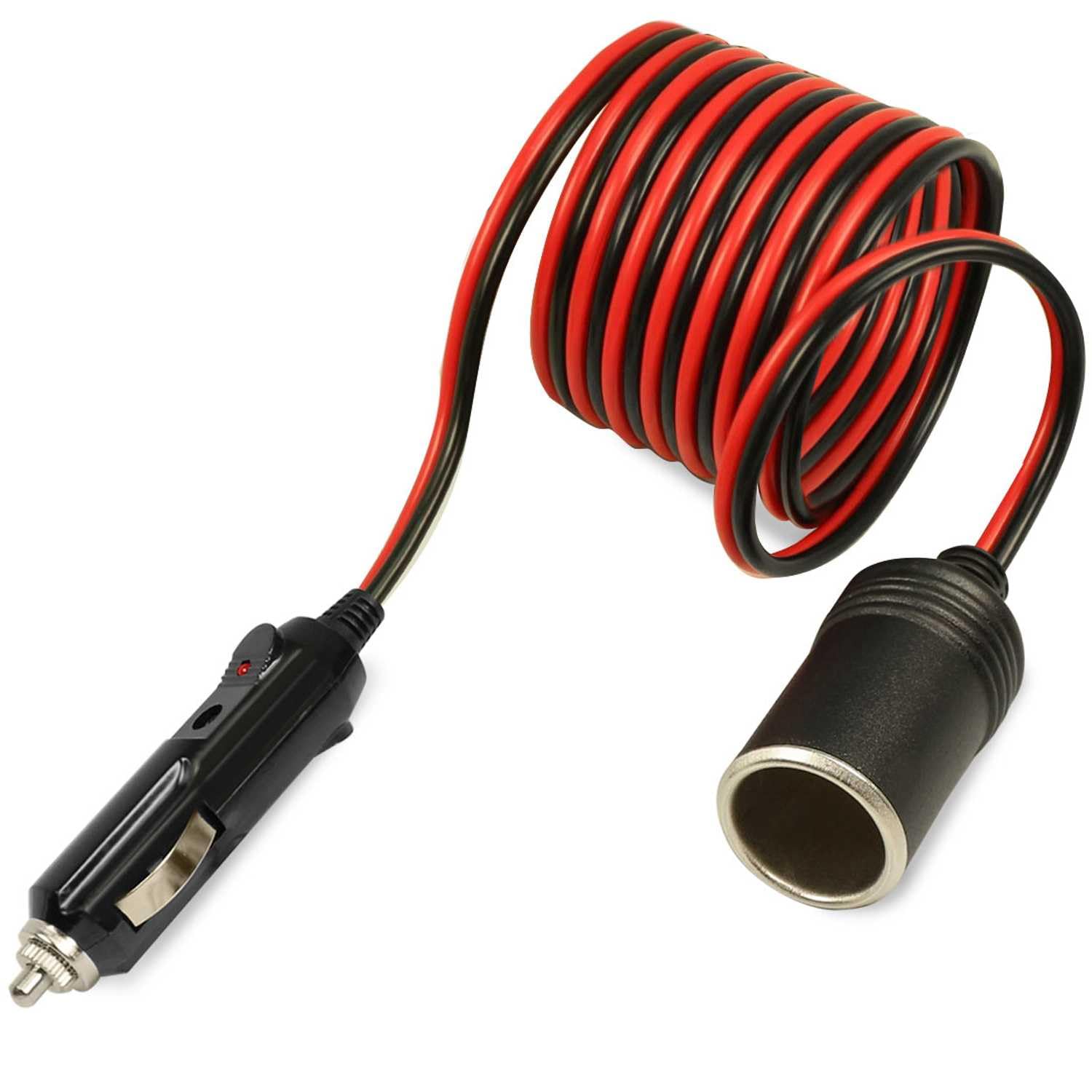 OcioDual Kabel do zapalniczki samochodowej OcioDual 2 m, przedłużacz gniazda 12 V, przedłużacz gniazda zapalniczki, akcesoria samochodowe, przedłużacz kabla zasilającego 12 V/24 V 15 A, gniazdo LED