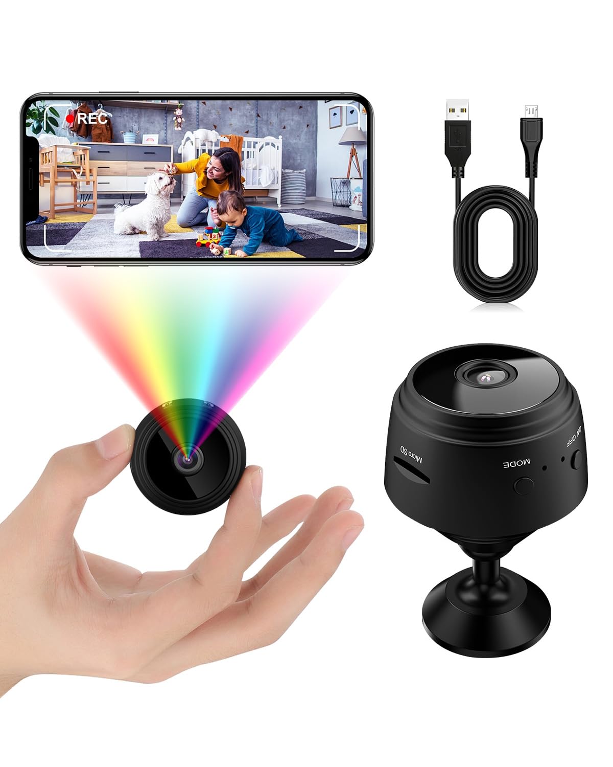 Spy Camera 1080P WiFi Wireless Hidden Camera, Mini Nanny Cam Surveillance Cameras Small Camera with App, Night Vision, Motion Detection, 2 Way Talk, Low Consumption for Home Indoor Outdoor