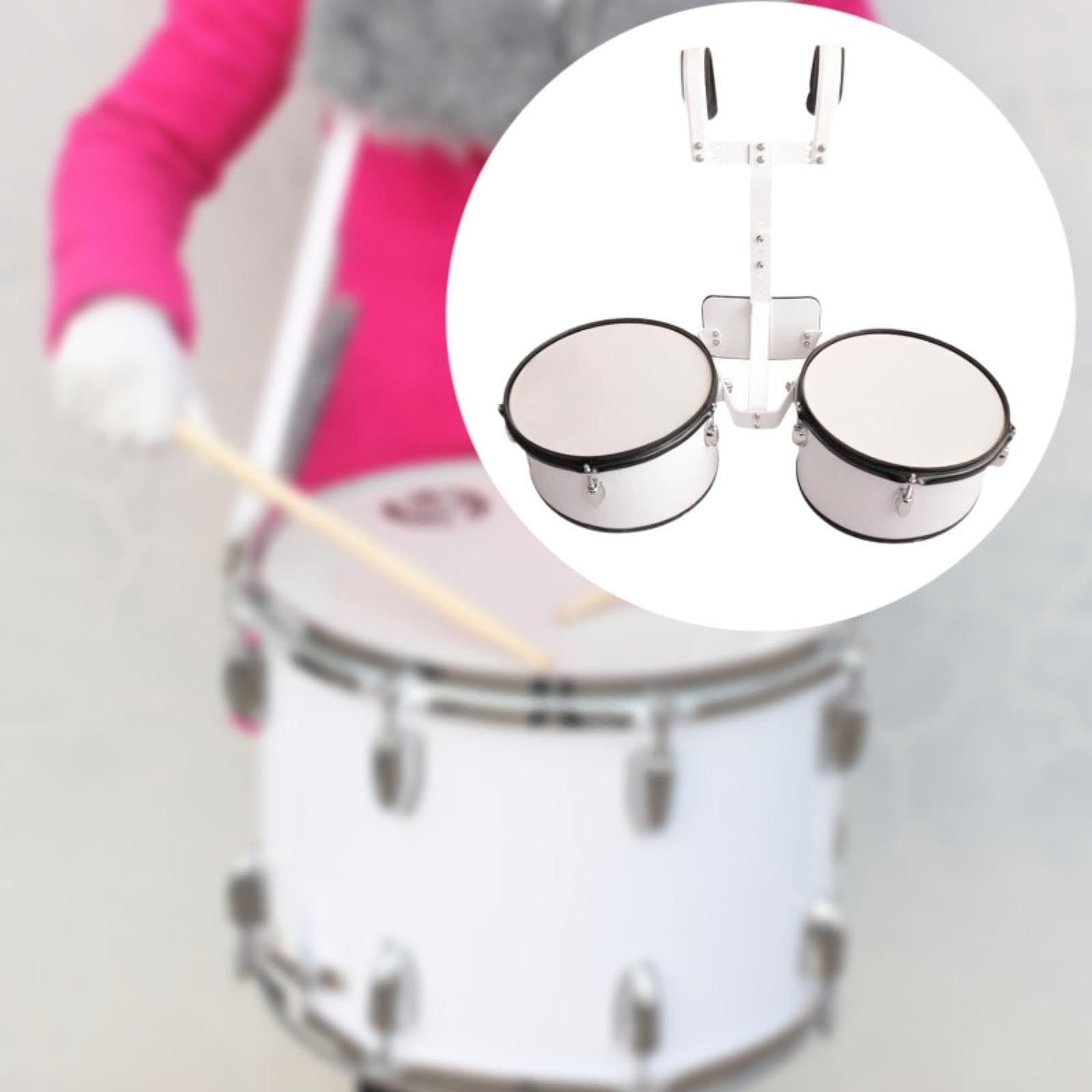 Marschtrommel Band Trommel mit Höhenverstellbarem Ständer Snare Drum Drum Set Gekoppelte Trommeln Aus Holz Metall für Ensembles Musikcamps Unterricht, Doppeltrommeln