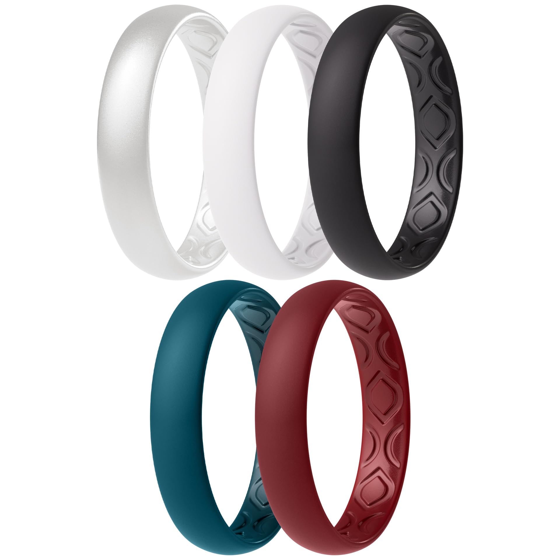 ThunderFit Women Breathable Silicone Bridal Rings Sets For Her, 4mm Wide