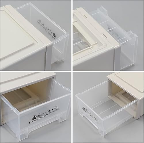 Miniatura 2 de Paquete de 3 cajones de almacenamiento de plástico, unidad apilable con cajón deslizante