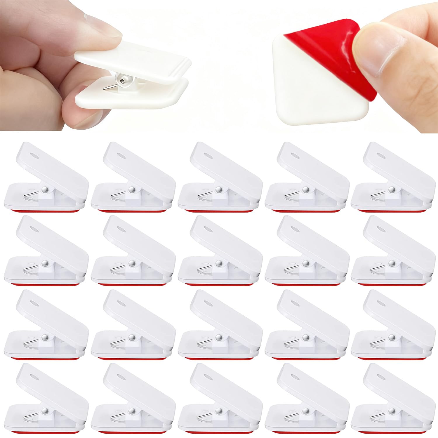 Photo 1 of 20 Pieces Self Adhesive Clips, Wall Clips,Tapestry Hangers,Photo Holders for Paper Flag Hanger,Sticky Clip for Teachers,Double-Sided Adhesive Spring Clip for Poster Home Office Rope