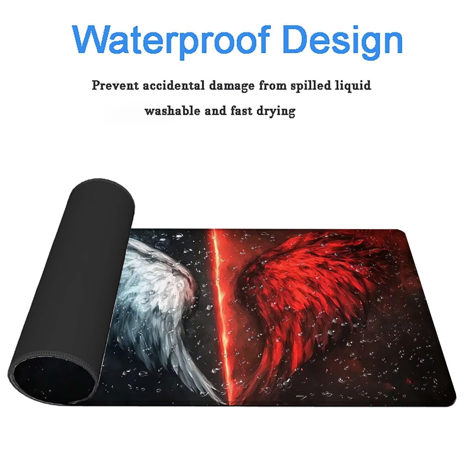Tappetino Mouse Gaming, 1200x600mm Tappetino Mouse XXL nero 0c0-299 | Mouse Pad Grande, Ottimizzato per i Sensori da Gioco, Migliora Precisione e Velocità, per Mac e PC, ala