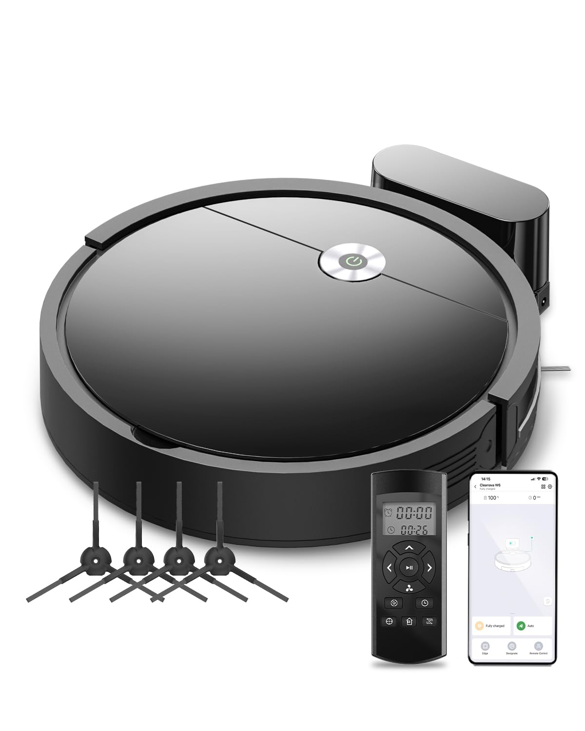 Vexilar W6+ Robot Aspirador, Potente Succión 2800Pa,Robot Aspirador, Detección Inteligente, Larga Autonomía, Adecuado para Suelo, Alfombras, Pelo de Mascotas