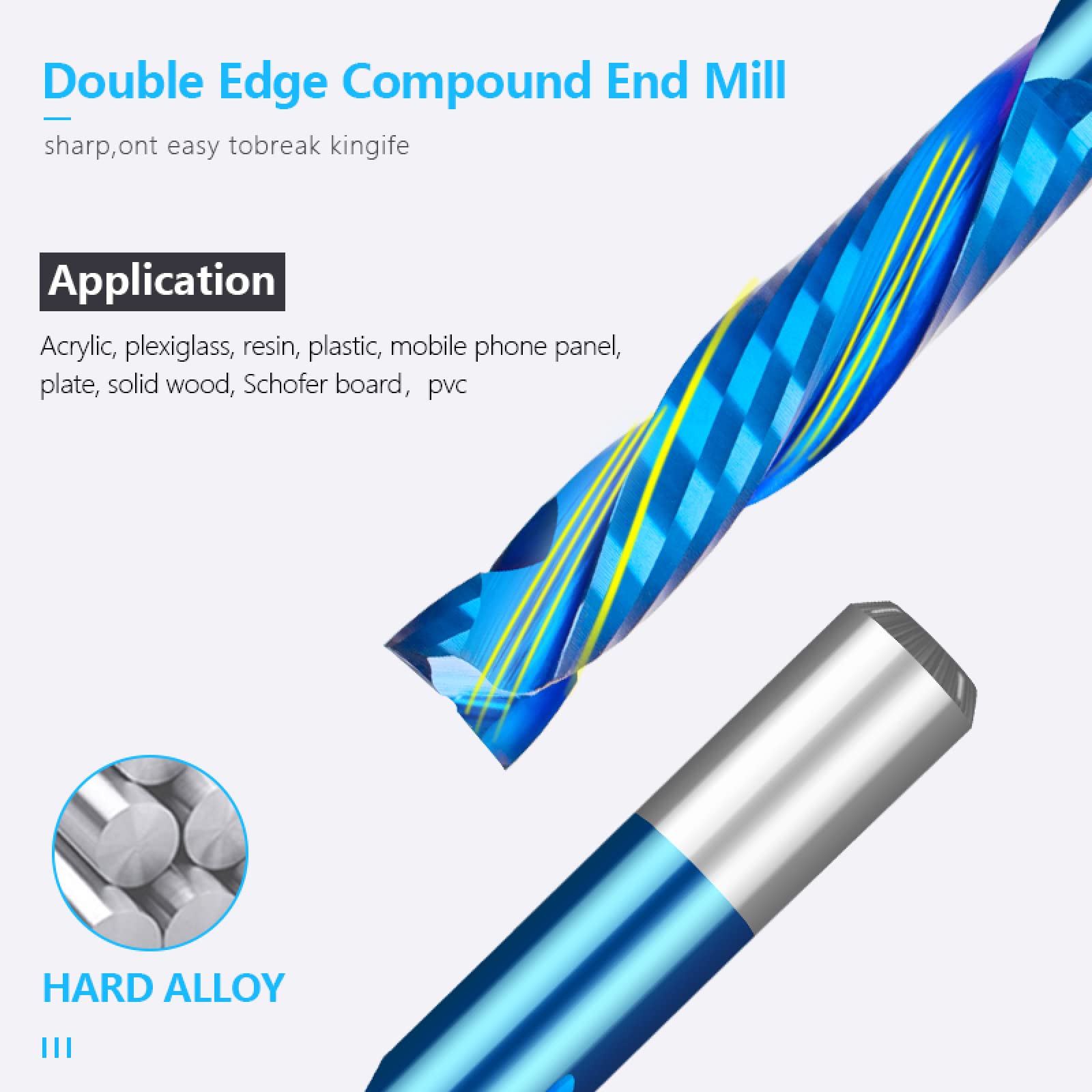 1pc Fresa A Compressione 3.175/4/6/8mm Gambo Lavorazione Del Legno UP DOWN Cut Router Di CNC Bit Due Flauti Spirale Strumento Di Fresatura In Metallo Duro,8x25x70L