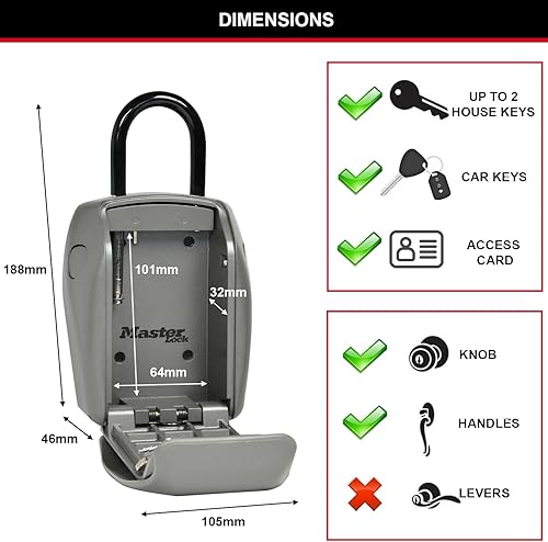 Miniatura 6 de Master Lock Caja de bloqueo de llave resistente, caja de bloqueo para llaves de casa, caja de seguridad para llaves con cerradura de combinación,