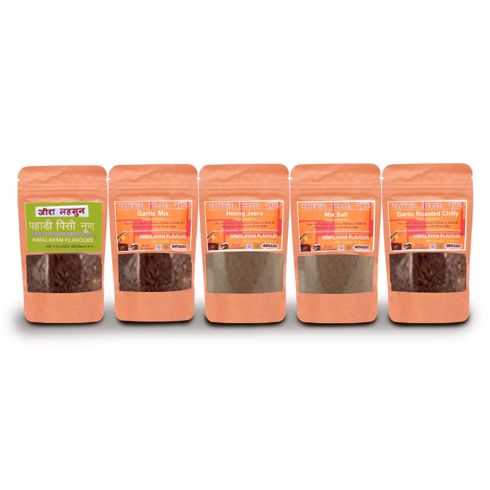 HIMALAYAN FLAVOURS, Organic Himalayan Flavored Pahadi Salt/Namak Handmade On SilBatta (Garlic Jeera, Garlic Mix, Heeng Jeera, Mix, Roasted Chilly)- 100Grams (Combo Pack of 5) (B09CTF6FFN) Amazon Price History, Amazon Price Tracker