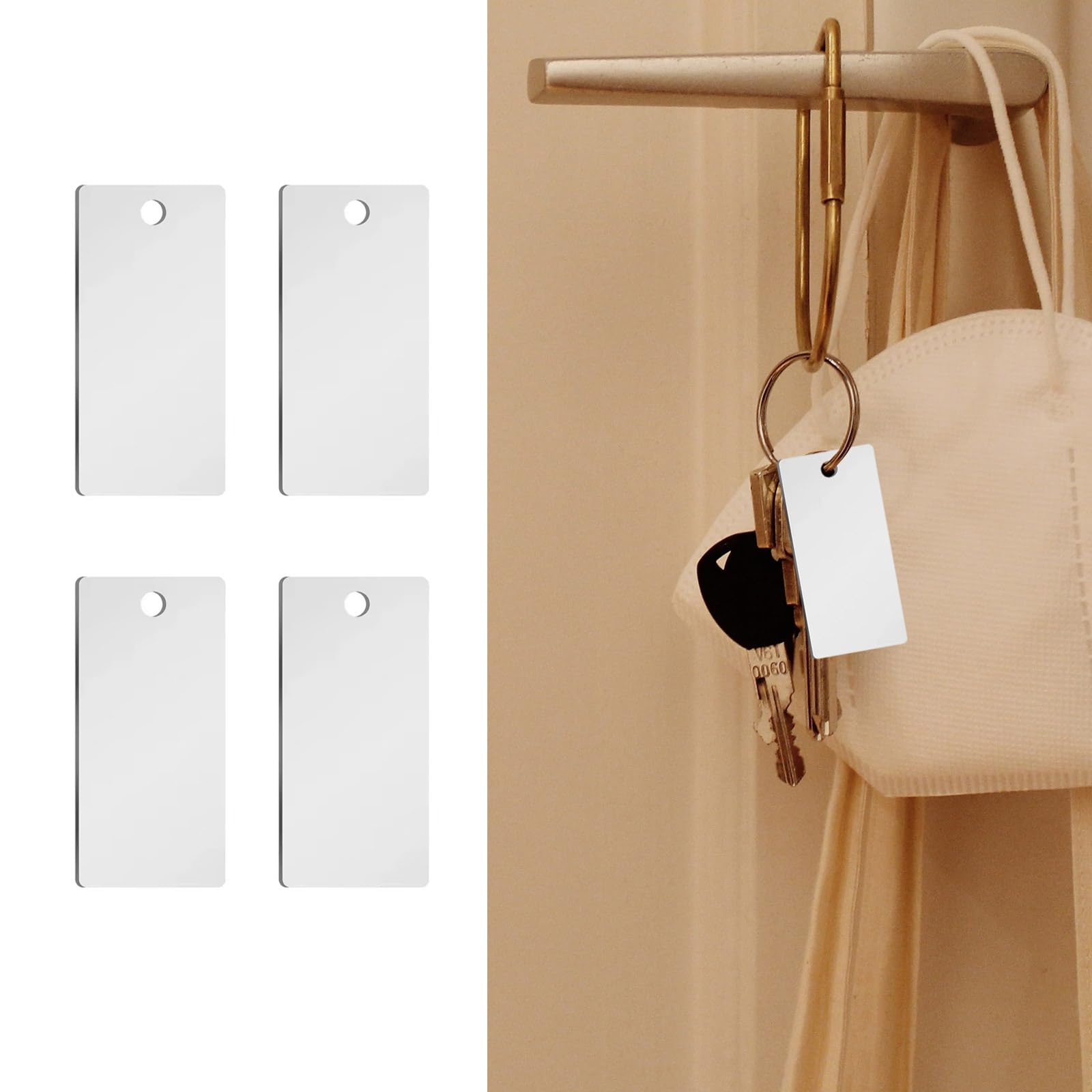 RGYBAO Pack Of 10 Stainless Steel Key Rings Rectangular Shape Suitable For Secure And Stylish Key Management Easy Organization