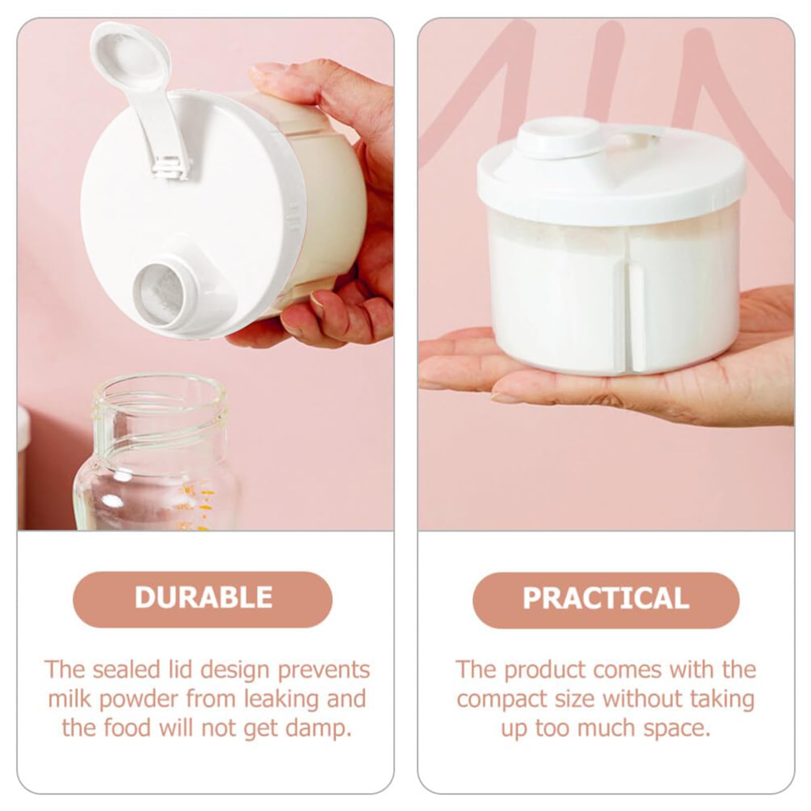 Lot De 2 Doseurs De Lait En Poudre Bébé Portables - Compartiments Multiples - Couvercle Rotatif - Blanc