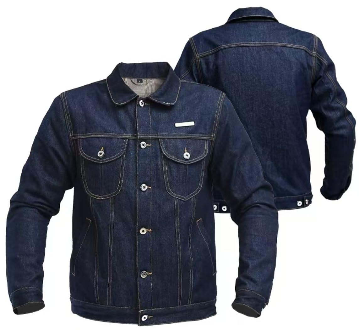 Uomo Giacca in Denim da Moto Resistente all'acqua di tutta la stagione e durevole con 5x CE Protector