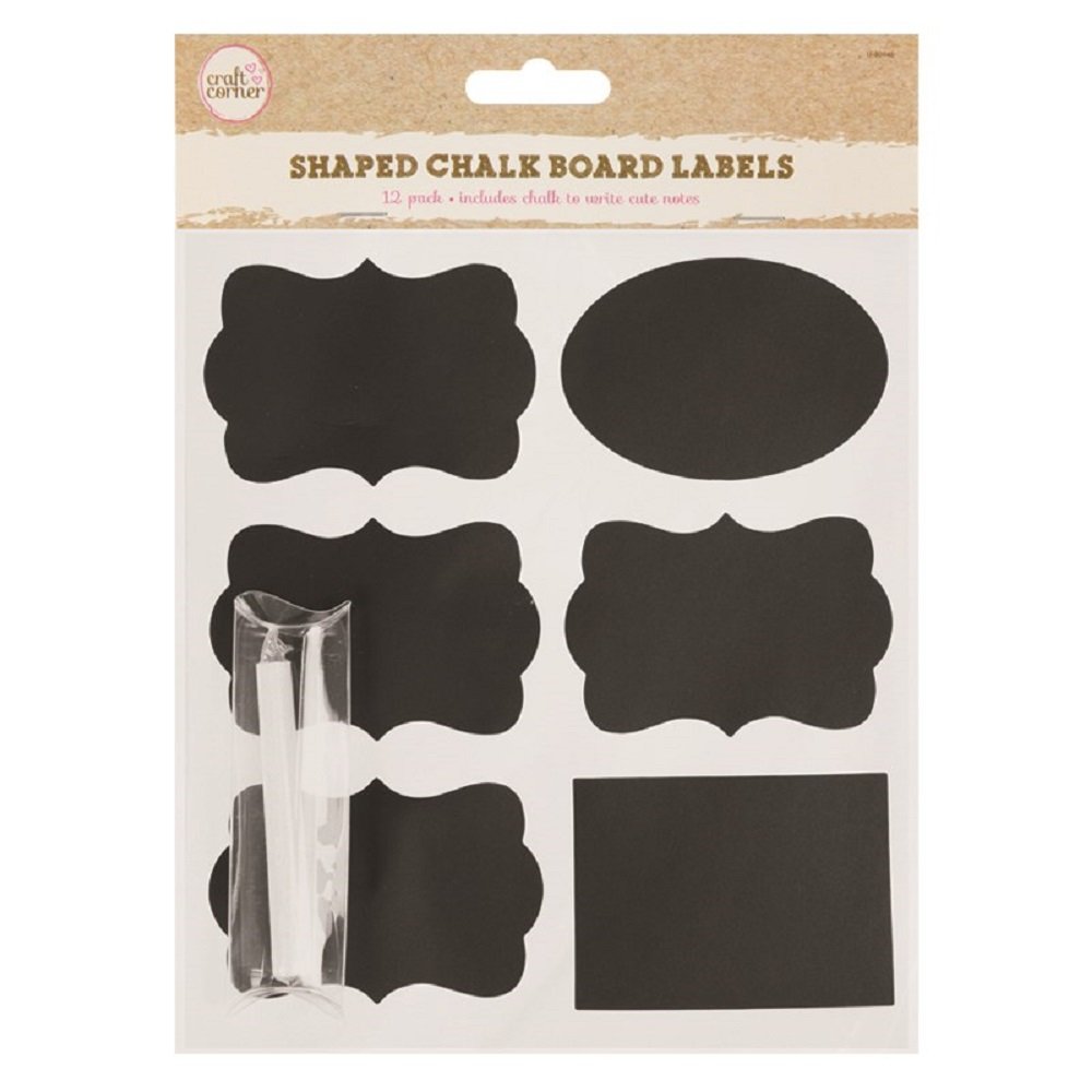 Stalwart U-80946 Chalkboard Labels With Chalk (Pack of 12)