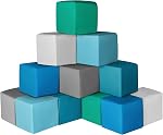 Foam Building Blocks for Kids: 12-Pieces PU Leather Colorful Foam Blocks - Building Toys for Toddler - Giant Stacking Blocks Toys - Soft Indoor Playset for Birthday Gift Preschool Learning (Classic)
